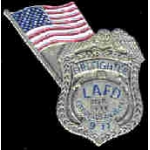 LOS ANGELES FIRE DEPT USA FLAG 911 COMM BADGE